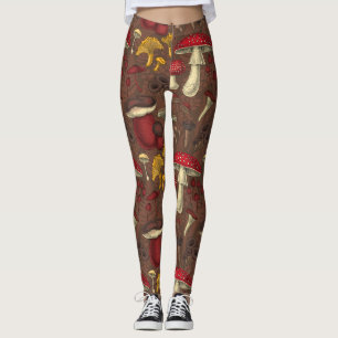 Wilde paddenstoelen op bruin leggings