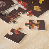 Wilde paddenstoelen op bruin legpuzzel (Zijkant)