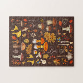 Wilde paddenstoelen op bruin legpuzzel (Horizontaal)