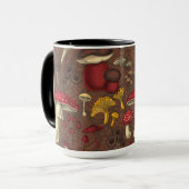 Wilde paddenstoelen op bruin mok (Voorkant links)