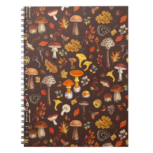 Wilde paddenstoelen op bruin notitieboek (Voorkant)