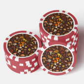 Wilde paddenstoelen op bruin poker chips (Opstapeling)
