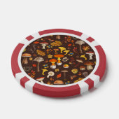 Wilde paddenstoelen op bruin poker chips (Enkel)