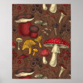Wilde paddenstoelen op bruin poster (Voorkant)