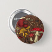 Wilde paddenstoelen op bruin ronde button 5,7 cm (Voorkant /achterkant)