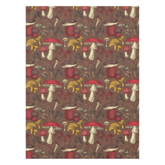 Wilde paddenstoelen op bruin tafelkleed (Voorkant)