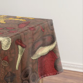 Wilde paddenstoelen op bruin tafelkleed (Voorbeeld)