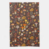 Wilde paddenstoelen op bruin theedoek (Verticaal)