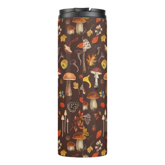 Wilde paddenstoelen op bruin thermosbeker (Achterkant)
