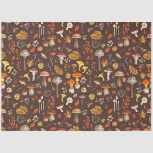 Wilde paddenstoelen op bruin tissuepapier (Voorkant)
