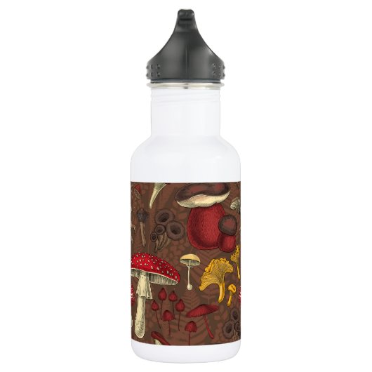 Wilde paddenstoelen op bruin waterfles (Rechts)