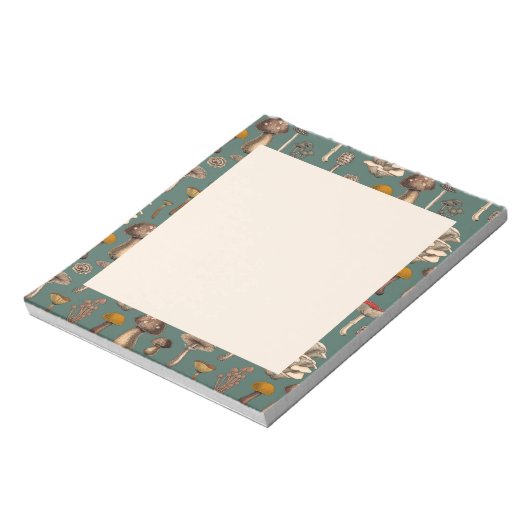 Wilde paddenstoelen op pijngroen Notitieboek Notitieblok (Linkerzijde)