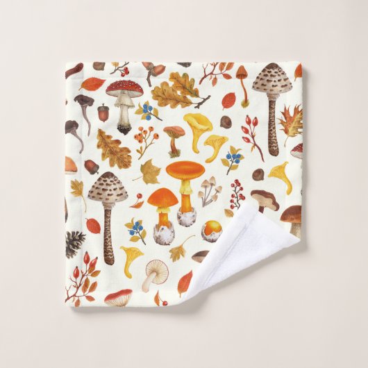 Wilde paddenstoelen op wit bad handdoek (Wasdoekje)