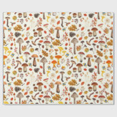 Wilde paddenstoelen op wit cadeaupapier (Vlak)