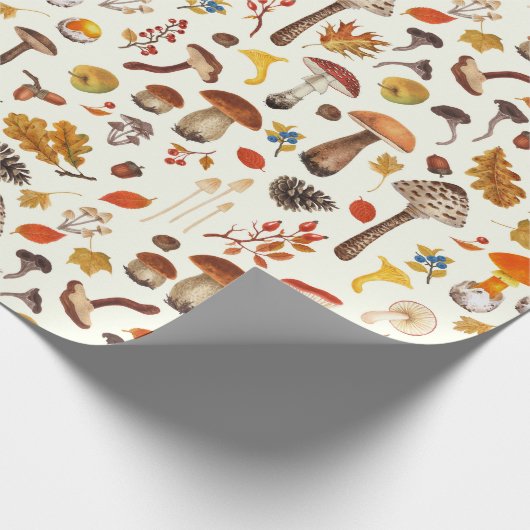 Wilde paddenstoelen op wit cadeaupapier (Hoek)