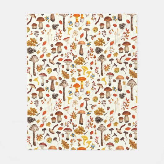 Wilde paddenstoelen op wit fleece deken (Voorkant)