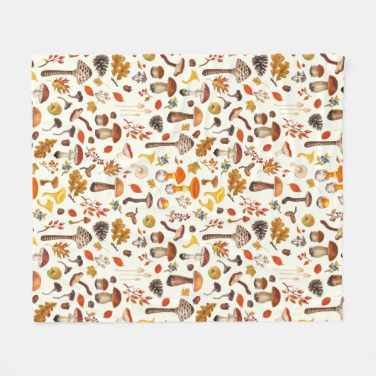 Wilde paddenstoelen op wit fleece deken (Voorkant (Horizontaal))
