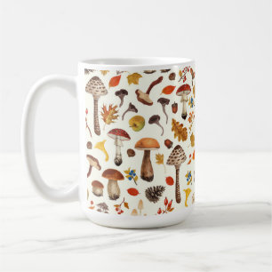 Wilde paddenstoelen op wit koffiemok