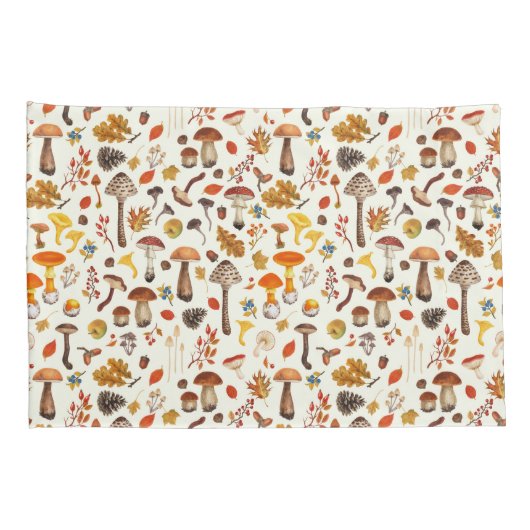 Wilde paddenstoelen op wit kussensloop (Achterkant-Rechts)