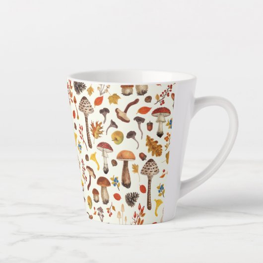 Wilde paddenstoelen op wit latte mok (Rechts)