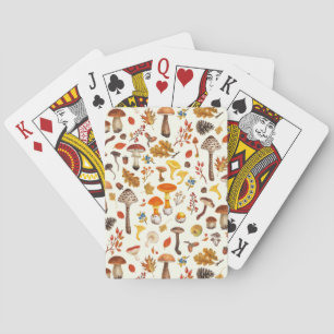 Wilde paddenstoelen op wit pokerkaarten