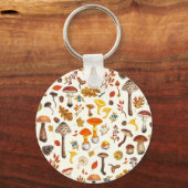 Wilde paddenstoelen op wit sleutelhanger (Achterkant)