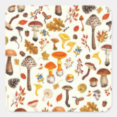 Wilde paddenstoelen op wit vierkante sticker (Voorkant)