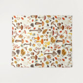 Wilde paddenstoelen op wit wandkleed (Voorkant (horizontaal))