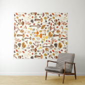 Wilde paddenstoelen op wit wandkleed (In Situ (horizontaal))