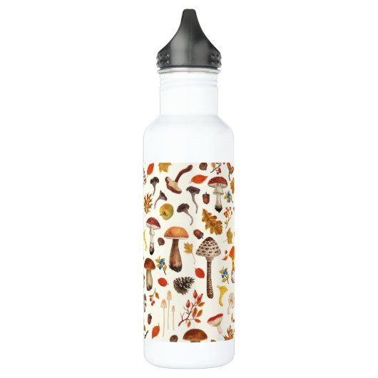 Wilde paddenstoelen op wit waterfles  (Links)