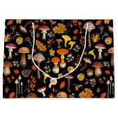 Wilde paddenstoelen op zwart groot cadeauzakje (Voorkant)