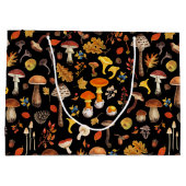 Wilde paddenstoelen op zwart groot cadeauzakje (Achterkant)