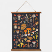 Wilde paddenstoelen op zwart hangend wandkleed (Voorkant)