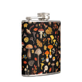 Wilde paddenstoelen op zwart heupfles (Rechts)