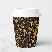 Wilde paddenstoelen op zwart papieren bekers (Achterkant)