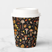 Wilde paddenstoelen op zwart papieren bekers (Voorkant)