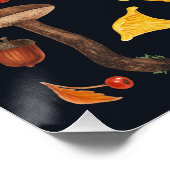 Wilde paddenstoelen op zwart perfect poster (Hoek)
