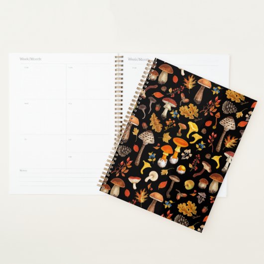 Wilde paddenstoelen op zwart planner (Display)