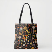 Wilde paddenstoelen op zwart tote bag (Voorkant)