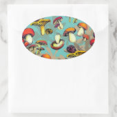 Wilde paddenstoelen ovale sticker (Tas)