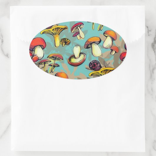 Wilde paddenstoelen ovale sticker (Tas)