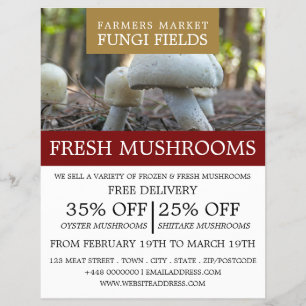 Wilde paddenstoelen, paddenstoelenboer Adverteren Flyer