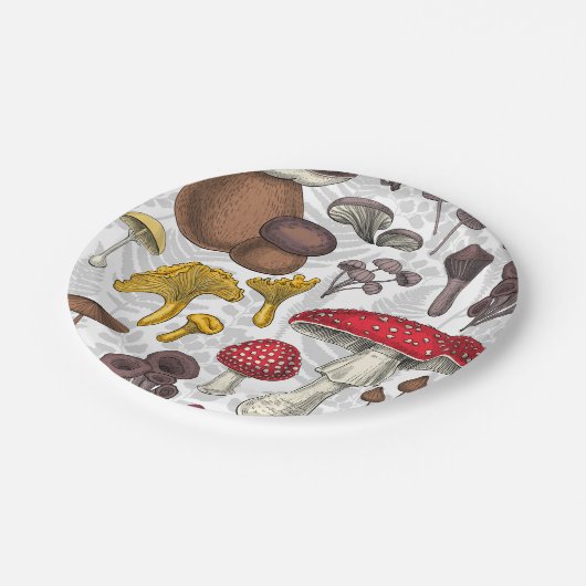 Wilde paddenstoelen papieren bordje (Gekanteld)