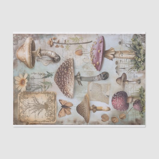 WILDE PADDENSTOELEN POSTER DECOUPAGE TISSUE PAPIER (Voorkant)