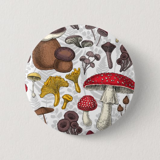 Wilde paddenstoelen ronde button 5,7 cm (Voorkant)