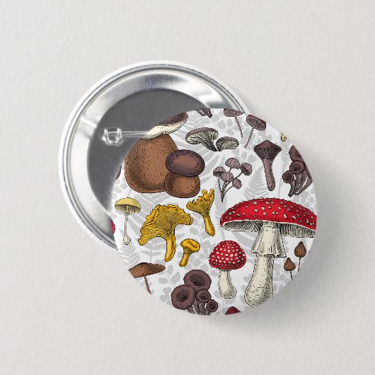 Wilde paddenstoelen ronde button 5,7 cm (Voorkant /achterkant)