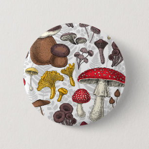 Wilde paddenstoelen ronde button 5,7 cm