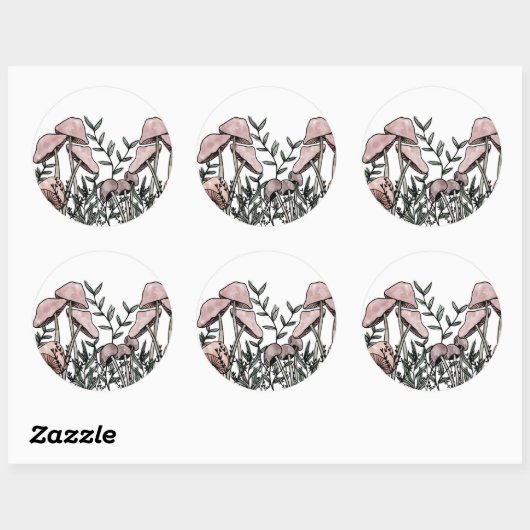 Wilde paddenstoelen ronde sticker (Vel)