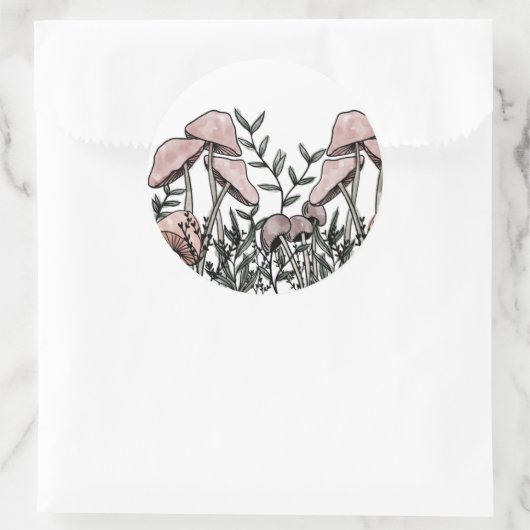 Wilde paddenstoelen ronde sticker (Tas)