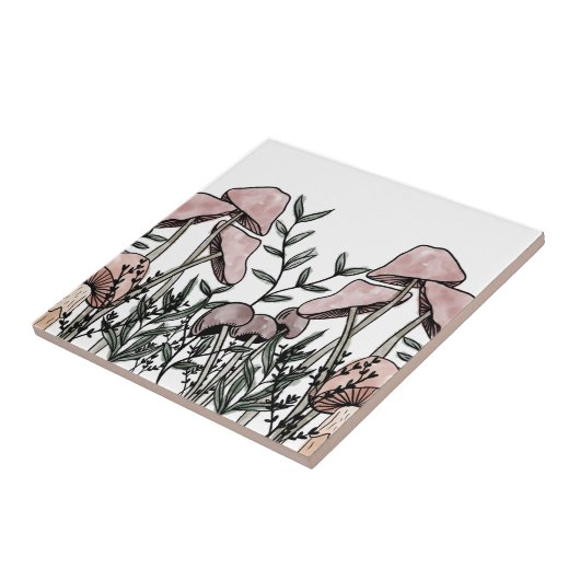 Wilde paddenstoelen tegeltje (Zijkant)